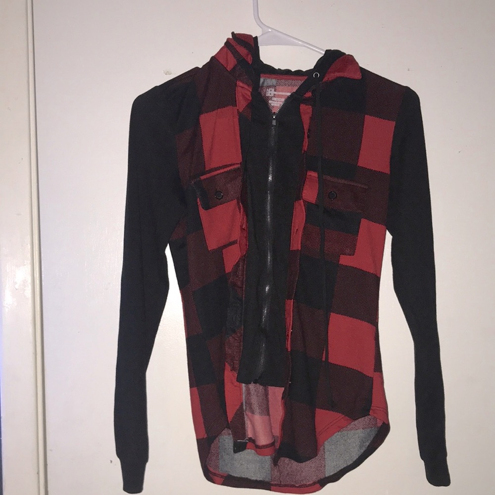 Red and black checkers sweater
